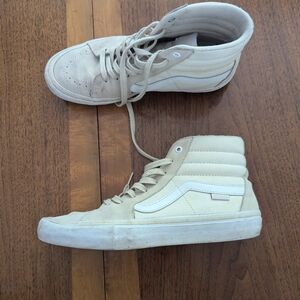 Vans Sk8 Hi beige and white canvas suede